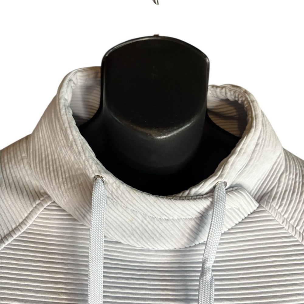 Versona Womens Heather Gray  Ribbed Hoodie Draw String Pullover Jacket M - Picture 5 of 6